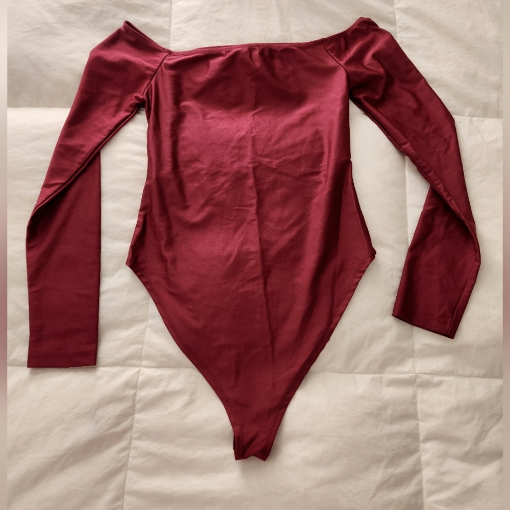 Forever 21 Off The Shoulder Burgundy Bodysuit